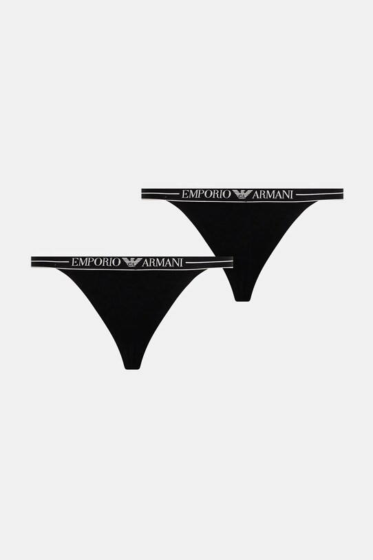 Стринги Emporio Armani Underwear 2-pack дрібний узор чорний EW000405.AF10881