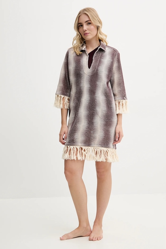 OAS sukienka plażowa bawełniana 4512.06 brązowy SS25