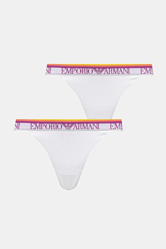 Στρινγκ Emporio Armani Underwear 2-pack πλεκτό ύφασμα λευκό EW000405.AF10883