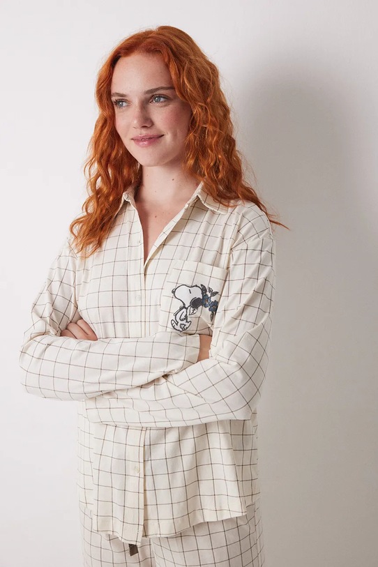 Bavlnené pyžamo women'secret 3599167 béžová SS25