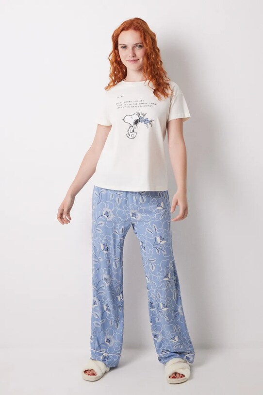 Хлопковая пижамная футболка women'secret 3279684 бежевый