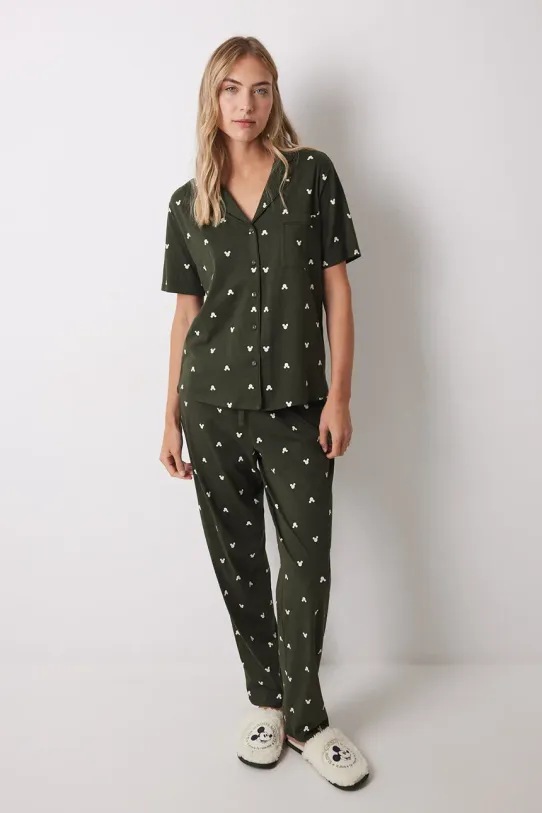 women'secret pijamale de bumbac MICKEY set verde 3139854