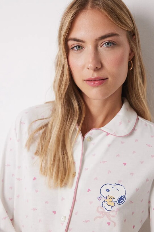 Бавовняна піжамна сорочка women'secret SNOOPY 4449081 бежевий SS25