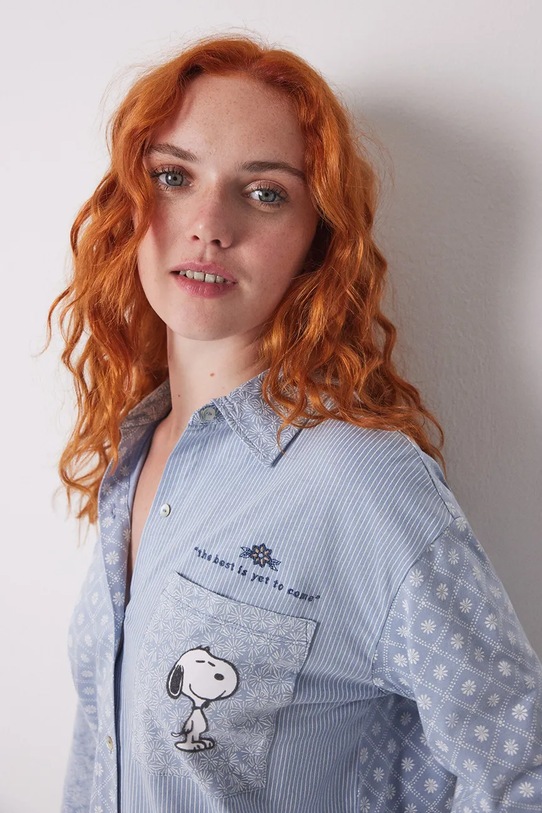 Îmbrăcăminte women'secret set de pijama de bumbac 3599166 albastru