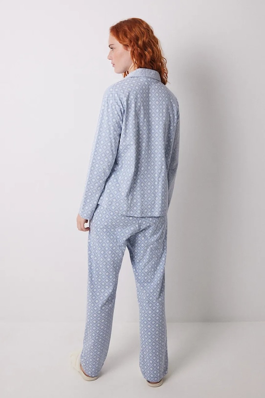 women'secret set de pijama de bumbac albastru 3599166