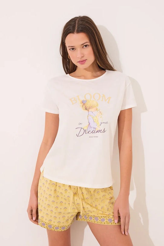 women'secret piżama bawełniana nadruk biały 3139862