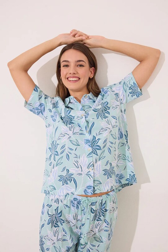 women'secret piżama bawełniana 3599177 turkusowy