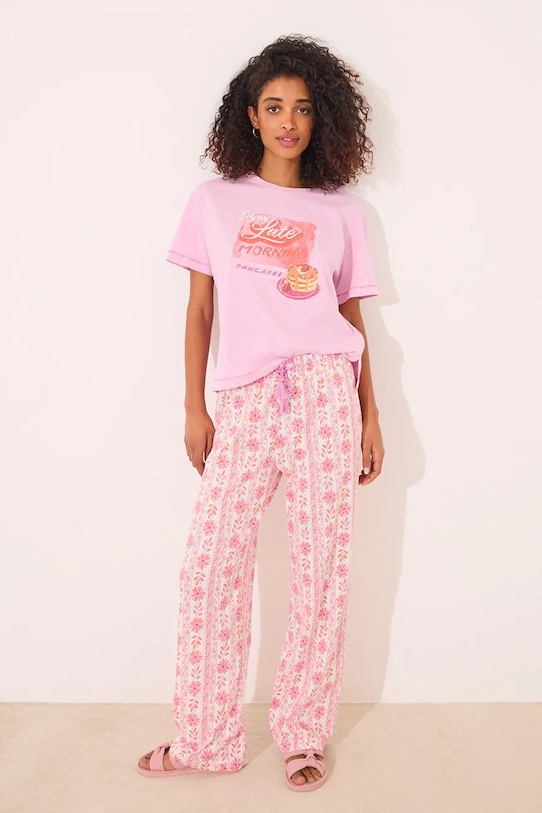 women'secret pantaloni de pijama din bumbac fund roz 3709652