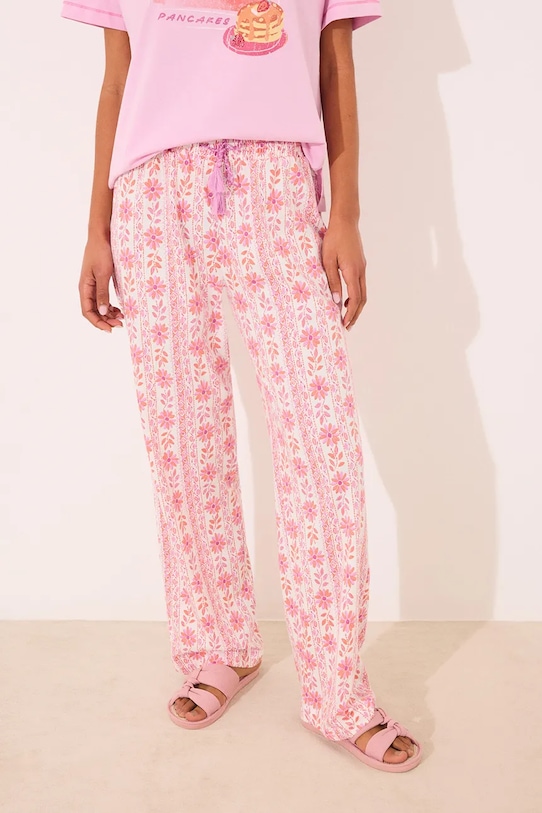 women'secret pantaloni de pijama din bumbac 3709652 roz SS25