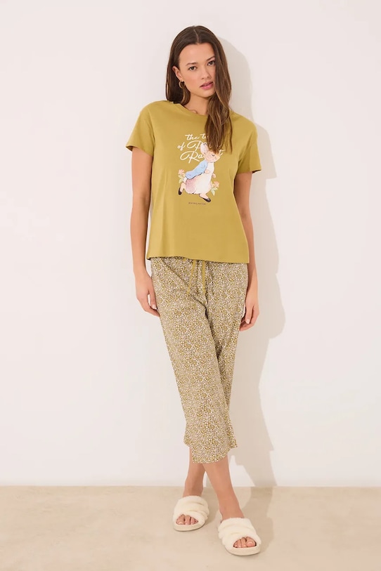 women'secret set de pijama de bumbac set verde 3139863