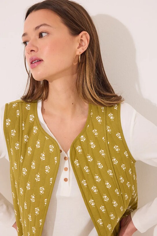 women'secret vestă cu două fețe din bumbac 3149937 verde SS25
