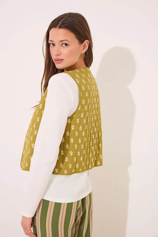 Îmbrăcăminte women'secret vestă cu două fețe din bumbac 3149937 verde