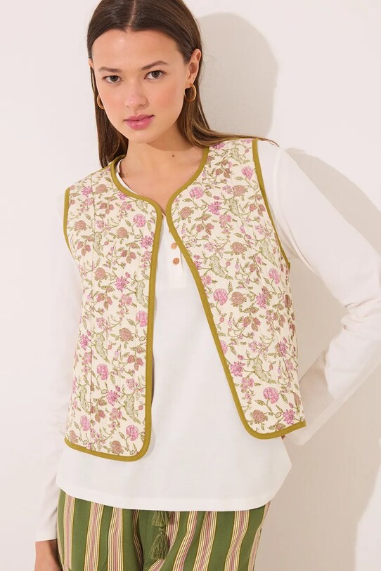 women'secret vestă cu două fețe din bumbac verde 3149937
