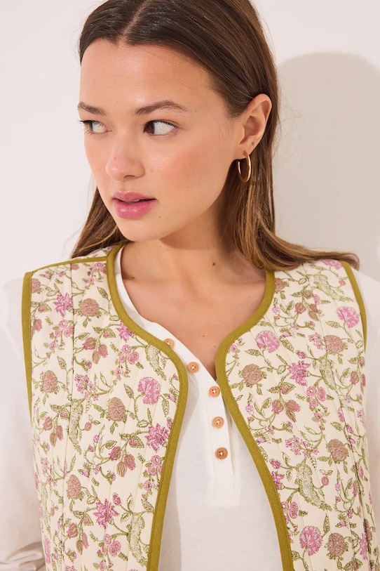 women'secret vestă cu două fețe din bumbac 3149937 verde