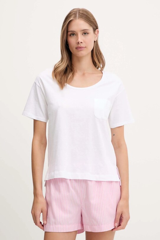United Colors of Benetton tricou de pijama din bumbac munte alb 30963M07U