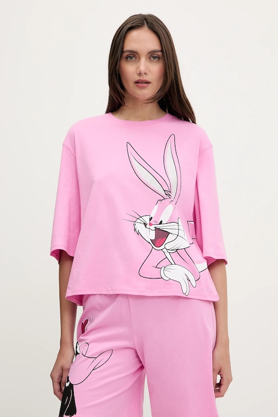 Pamučna pidžama United Colors of Benetton roza 30963P03W