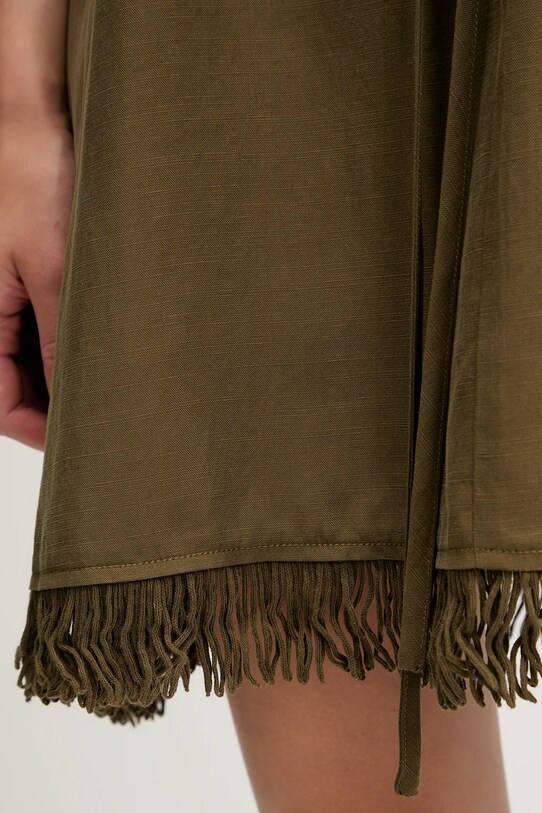 Plážové šaty s prímesou ľanu Sisley 6YOFW800S zelená