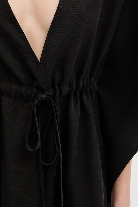 Sisley rochie de plajă cu amestec de in 6YOFW800S negru