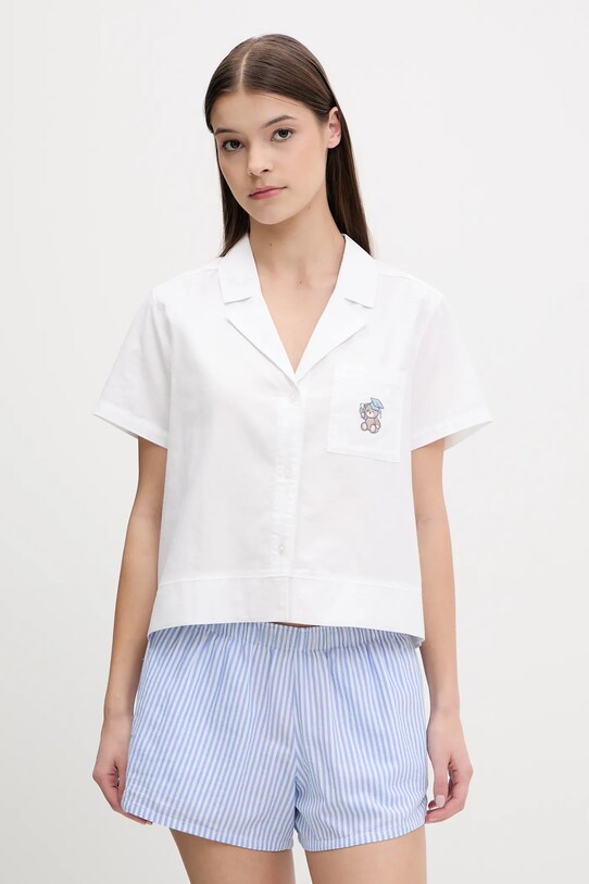 Hollister Co. koszula piżamowa bawełniana KI346.5055.100 biały SS25
