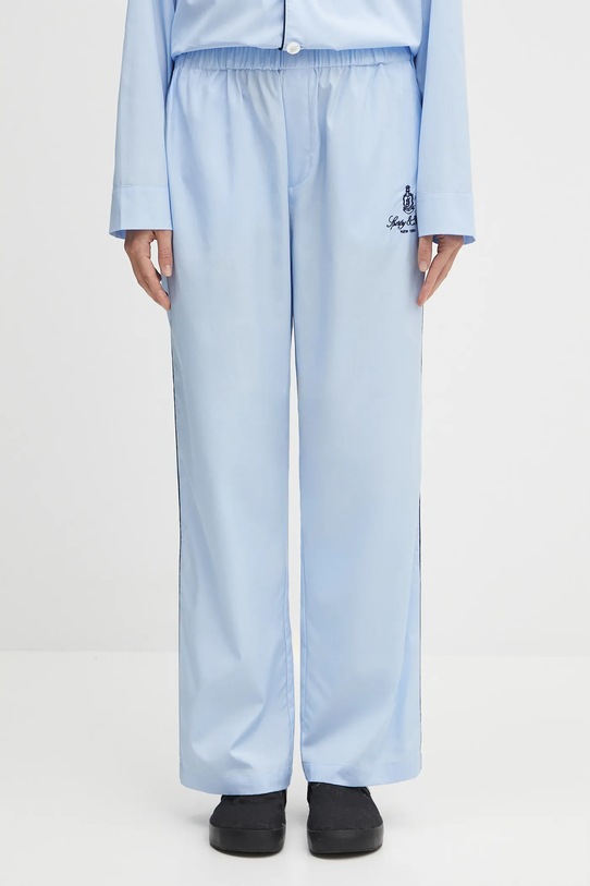 Sporty & Rich spodnie piżamowe bawełniane Vendome Pyjama tkanina niebieski PA046602231BL90