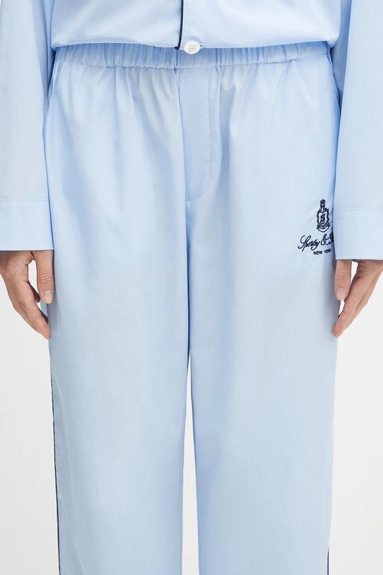 Sporty & Rich spodnie piżamowe bawełniane Vendome Pyjama niebieski PA046602231BL90