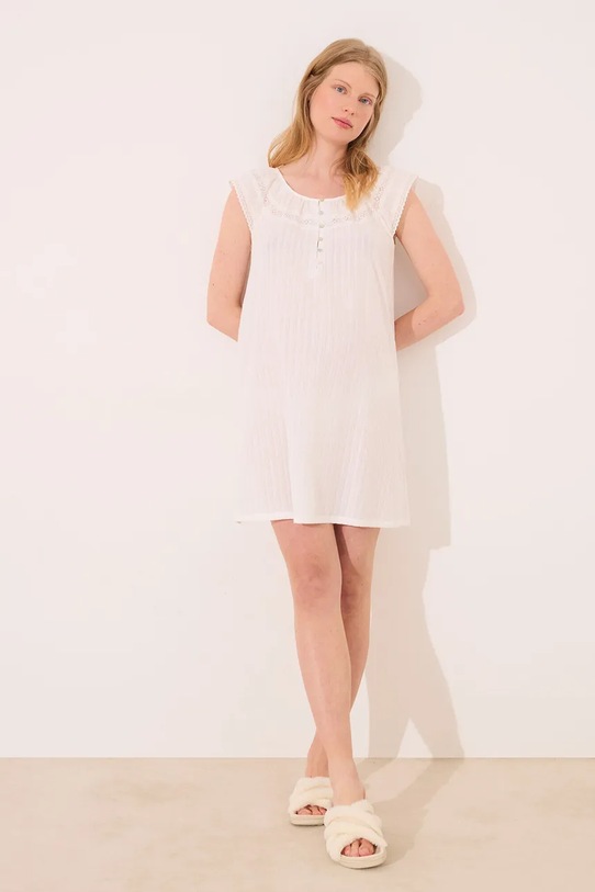 women'secret cămașă de noapte din bumbac camasa de noapte bej 3639173