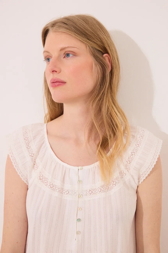 Îmbrăcăminte women'secret cămașă de noapte din bumbac 3639173 bej