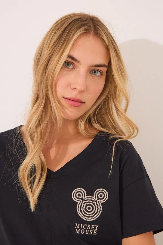 Pamučna pidžama women'secret Mickey Mouse 3139895 crna SS25