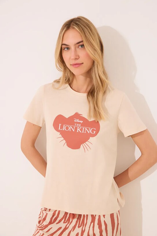 Bavlnené pyžamo women'secret The Lion King 3139907 béžová SS25