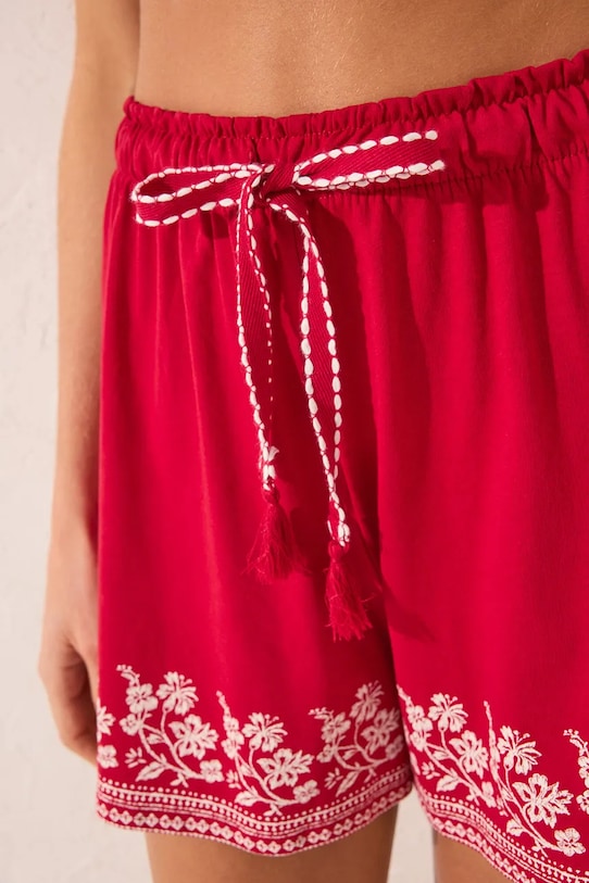 Odzież women'secret szorty piżamowe bawełniane 3709662 czerwony