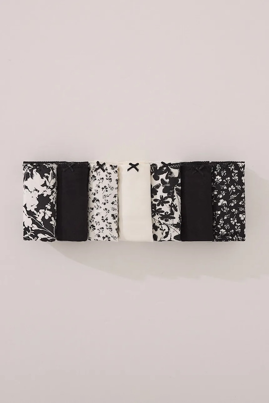 women'secret stringi bawełniane 7-pack wzorzyste czarny 4939021