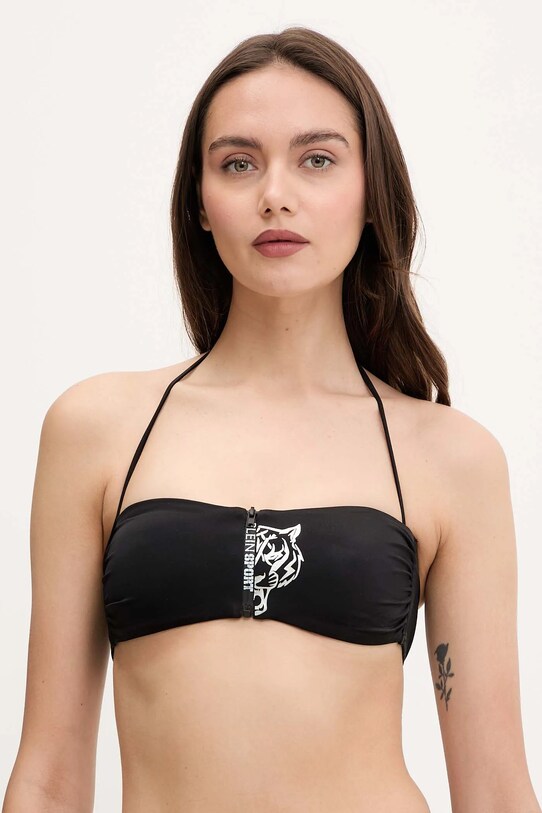 PLEIN SPORT sutien de baie cu balene negru PS25WTP08