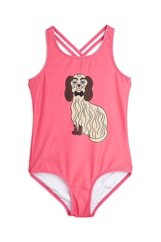 Jednodielne detské plavky Mini Rodini Dashing dog mäkké ružová 1100006428