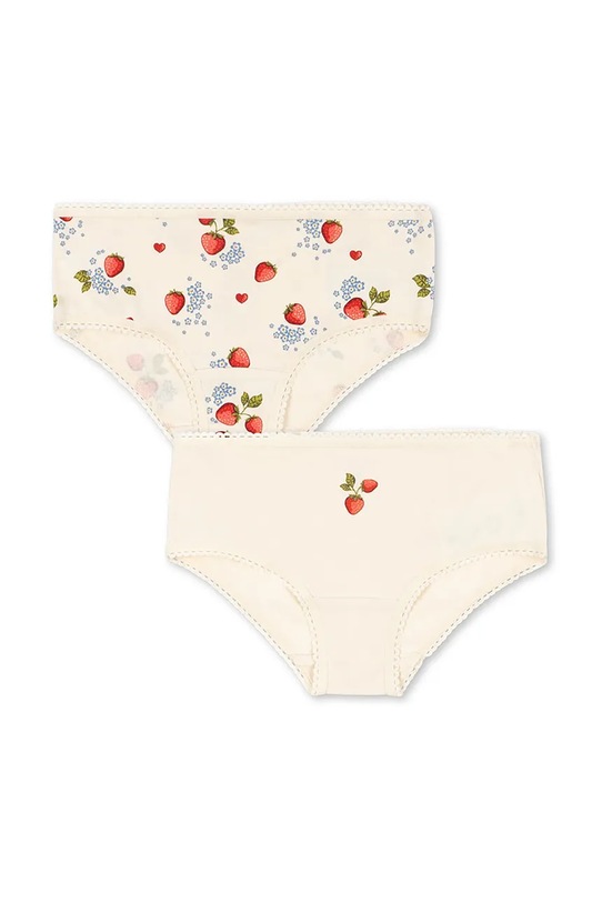 Konges Sløjd figi dziecięce BASIC 2 PACK GIRL UNDERPANTS GOTS 2-pack wzorzyste beżowy KS102257