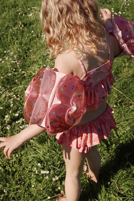 Konges Sløjd costum de baie pentru copii din două piese MANUCA FRILL BIKINI GRS roz KS102510