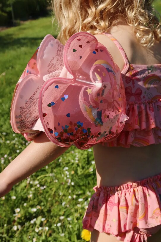 Konges Sløjd costum de baie pentru copii din două piese MANUCA FRILL BIKINI GRS KS102510 roz