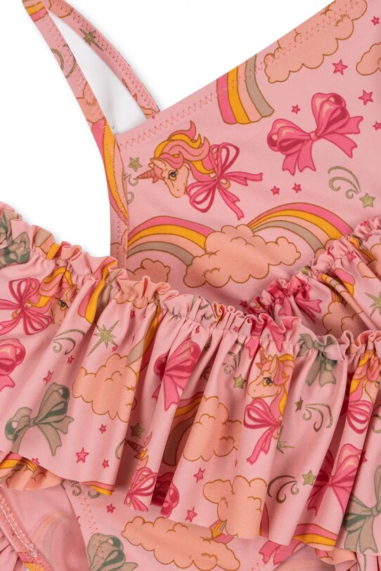 Fete Konges Sløjd costum de baie pentru copii din două piese MANUCA FRILL BIKINI GRS KS102510 roz
