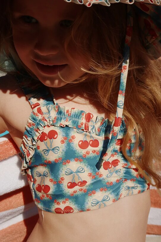 Fete Konges Sløjd costum de baie pentru copii din două piese MAYA BIKINI GRS KS102678 albastru