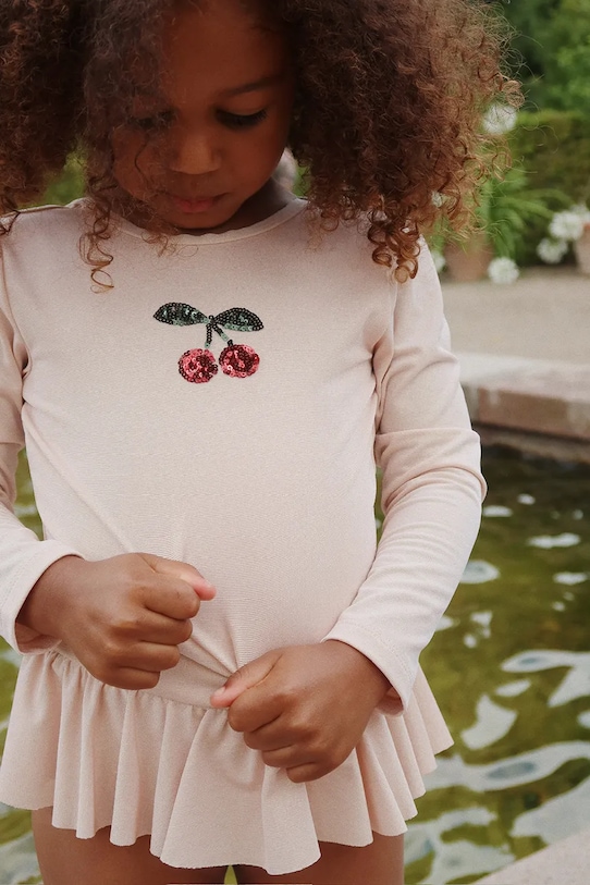 Konges Sløjd jednoczęściowy strój kąpielowy dziecięcy JADE LS SWIMSUIT miękka beżowy KS103040