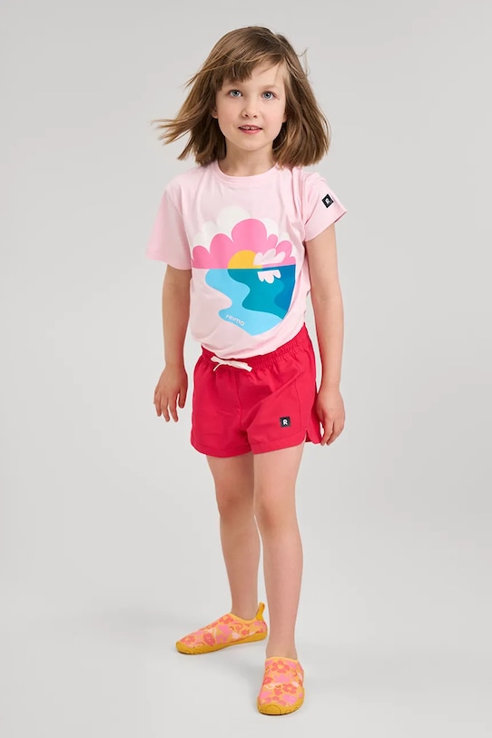 Reima pantaloni scurti de baie copii Nauru Planet friendly rosu 5200158C.PPYA