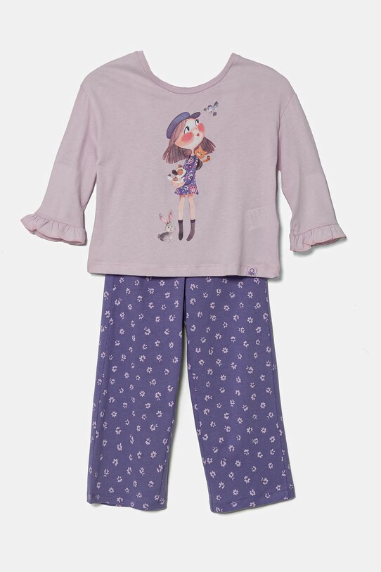 United Colors of Benetton piżama dziecięca wzorzyste fioletowy 3Y5E0P08B.G.Seasonal