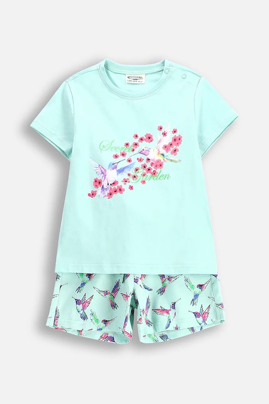 Coccodrillo pijamale de bumbac pentru copii cu modele turcoaz WC5448201PJS