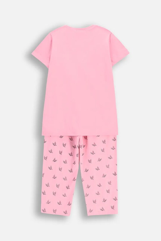 Coccodrillo piżama bawełniana dziecięca WC5448206PJS różowy SS25