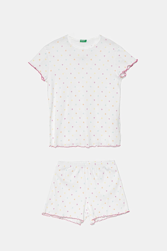 United Colors of Benetton piżama bawełniana dziecięca komplet biały 33ON0P08A.G.Seasonal