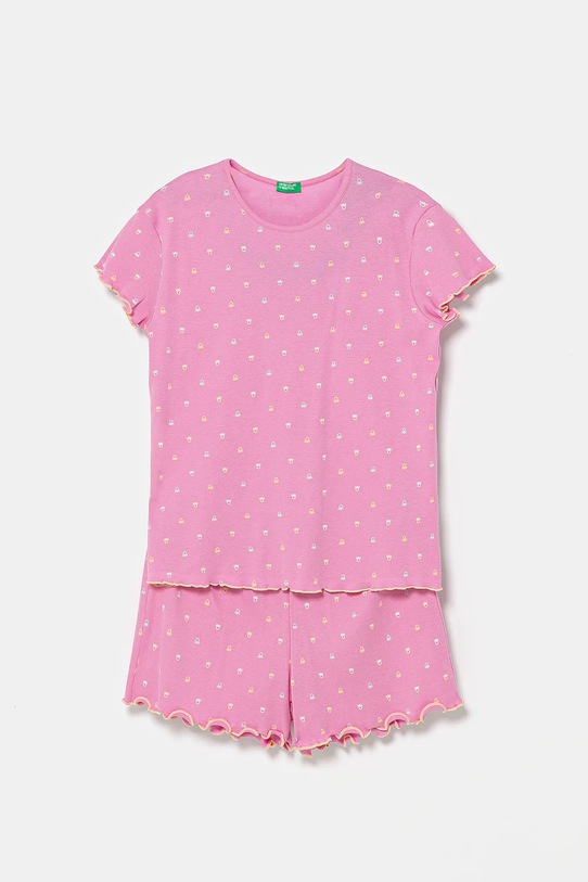 Dječja pamučna pidžama United Colors of Benetton Planet friendly roza 33ON0P08A.G.Seasonal