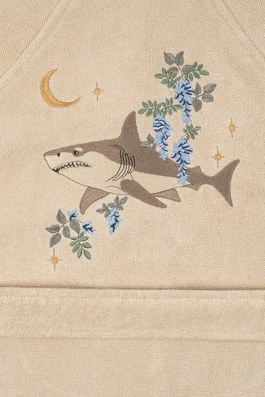 Chłopiec Konges Sløjd szlafrok bawełniany dziecięcy TERRY BATHROBE EMBROIDERY GOTS KS102808 beżowy