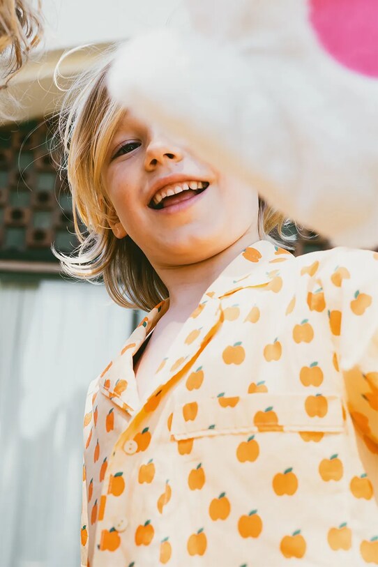 BIMBA Tinycottons pigama in lana bambino APPLES SET SS25.349 giallo