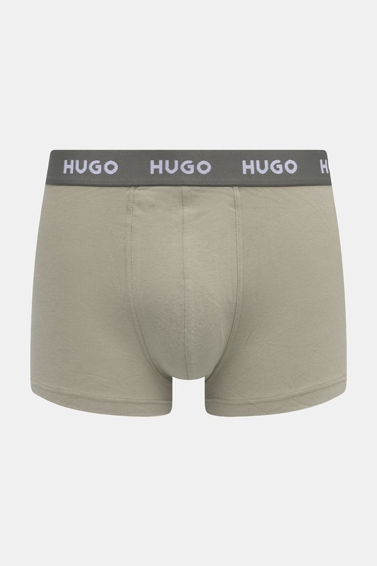 HUGO bokserki męskie bawełniane z elastanem TRIPLET DESIGN 3-pack 50532550 zielony SS26