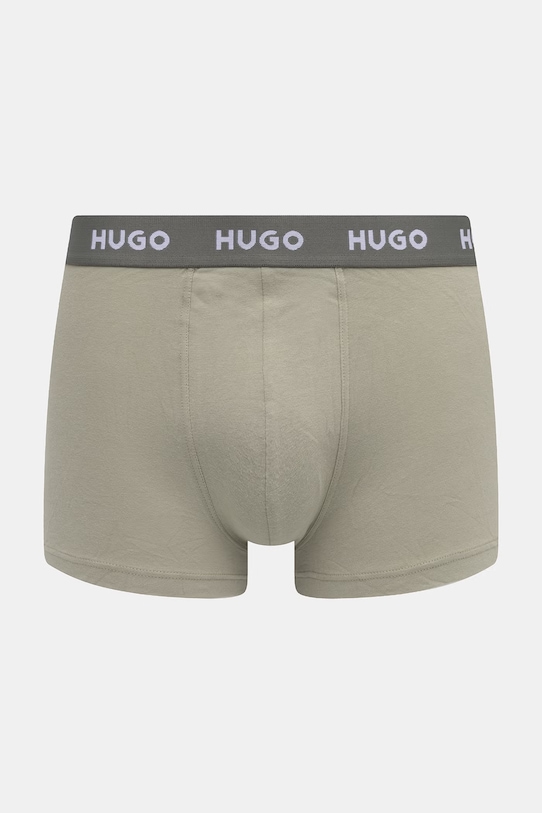 HUGO bokserki męskie bawełniane z elastanem TRIPLET DESIGN 3-pack 50532550 zielony SS26