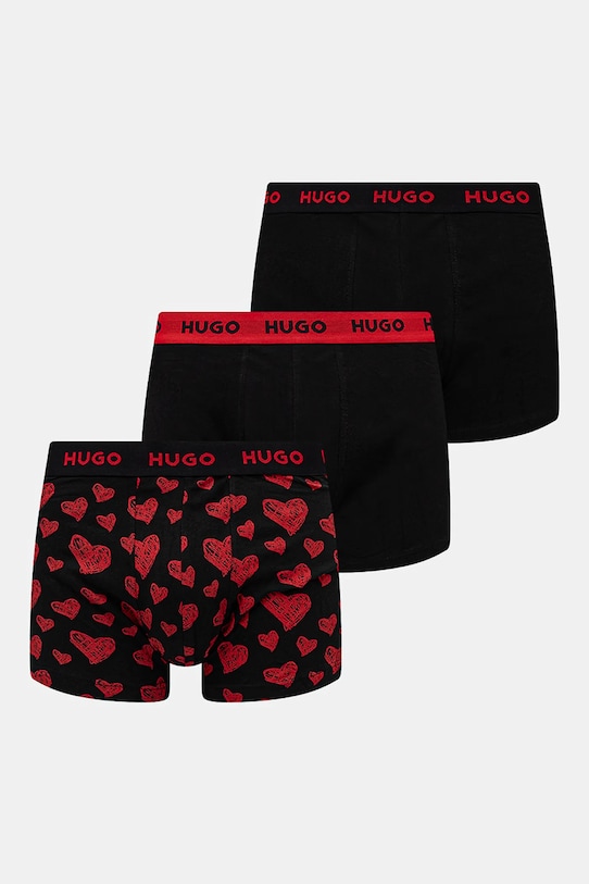 Μποξεράκια HUGO 3-pack εφαρμοστό σορτς μπόξερ μαύρο 50532550